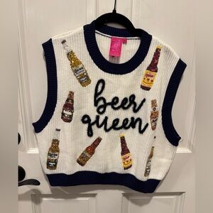 Queen of Sparkles Beer Queen Knit Vest With Sequin Detail